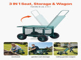 Rolling Garden Cart with Seat, Metal Rolling Garden Work Seat with Wheels, Supports up to 181 kg, V952-KYDHYZYZXCWKUET6P001V0