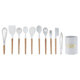 11Pcs White Silicone Kitchenware Kit NonStick Kitchen Utensils with Storage Box V1294-YM0901-3118200128411