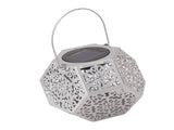LED Solar Powered Lantern IP44 Waterproof Silver Polygon Decorative Solar Hanging Lantern V1294-YM0521-3119230042911