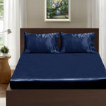 Ramesses Casablanca Satin Fitted Sheet Combo Set Navy Blue King V442-KIT-FITTEDSS-CASABLANCASATIN-NAVYBLUE-KI