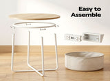 Artiss Round Coffee Table Side End Table Charging Station Storage Basket FUR-V-COF-03-BG