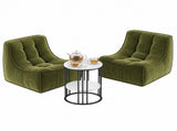 Artiss Sofa & Coffee Table Set Armless Chenille No Assembly Green White & Black SBED-COF-GN-WH