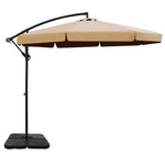 Instahut 3m Outdoor Umbrella w/Base Cantilever Garden Beach Patio Beige UMB-BAN-F-50N-COM-BG