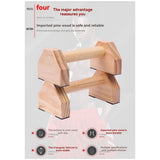 Pine Solid Wood Push-Up Non-Slip Handle Stand Wood 150KG Household Fitness Equipment for Push-Up V1369-AZ3-W-11598