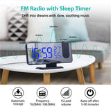 LED Digital Projection Alarm Clocks USB Electronic Ceiling Projector Alarm Clock with FM Radio for V1189-LC-RY-00451