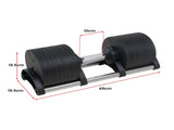 Powertrain Eon Dial Up 90KG Adjustable Dumbbells Pair with Stand - Black DMB-B14-045-2-STD