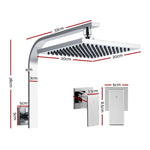 Cefito 8'' Rain Shower Head Wall Arm Square High Pressure Twins Tap Chrome SHOWER-A3-SQ-8-SI-TAP