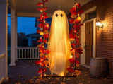 7.3ft Lighted Maple Leafing Ghost, Hanging Halloween Porch Decoration, Warm Glowing Ghost On V1369-AZ3-W-21674