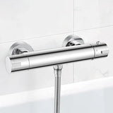 Wall-mounted thermostatic shower mixer with 38 degree C anti-scalding safety lockout, solid brass V1189-LC-LY-00054