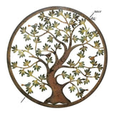 Laser Cut Colourful Round Tree Of Life w 3 Birds Wall Art 60cm V637-24835TRE