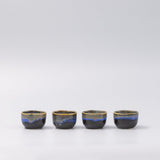 Sake Set for Four 330ml Black Blue Glaze V637-C1095