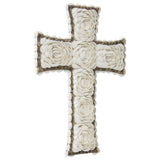 Handcrafted Weave & White Shell 'Flower' Wall Hanging Cross 16x3cm V637-33797CRS