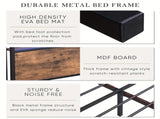 Double Bed Frame with Storage, Industrial Bed with Led Lights Headboard and 2 Drawers, Wooden Bed V1127-AU-2044DB-BRN