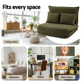 Artiss Floor Lounge Sofa Bed Foldable 2 Seater Green FLOOR-SBL-04VEL-2S-GN
