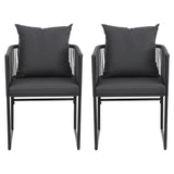 Gardeon 2PC Outdoor Dining Chairs Woven Rope Chair Patio Furniture Garden Steel ODF-ROPE-ST-BK-2X