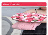 Pink and White Diameter 120 cm -52 Woven Flowers Handmade Rose Bouquet Knit Blanket - Soft Pink V888-ELOSUNG50681