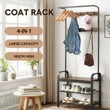 4-In-1 Coat Rack Large Capacity Freestanding Hall Tree 183 High Entryway Bench with 8 Detachable V985-COATRACK