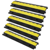 VEVOR 5 PCs Cable Protector Ramp, 2 Channel, 10000 kg/axle Capacity Heavy Duty TPU Wire Cover Ramp V952-SK52WH1211TPU2ZI9V0