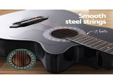 Alpha 38 Inch Acoustic Guitar Wooden Body Steel String Full Size Cutaway Black GUITAR-D-38-BK