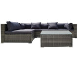 LONDON RATTAN 5 Piece 4 Seater Outdoor Modular Lounge Setting with Coffee Table, Grey V219-OTDOLSLR4SGY2