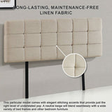 Linen Fabric King Bed Deluxe Headboard Bedhead - Beige V63-821403