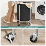 SONGMICS Laundry Basket with Wheels with Steel Frame and Removable Bag Black V227-8498101001330