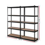 2x1.5M Warehouse Shelving Racking Storage Garage Steel Metal Shelves Rack WR-E-7X15-BK-FC2