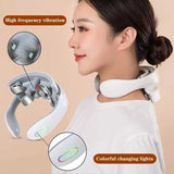 White Portable Electric Neck Massager Intelligent Pulse Therapy with Heat and 4 Massage Heads V888-ELOSUNG13449