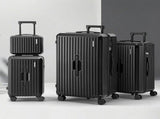 Wanderlite 4pcs Trunk Luggage Suitcase Set Travel Carry On TSA Lock Black LUG-ABS-TRUK01-4SET-BK