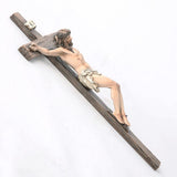 Crucifix Wall Cross,9.6in Resin Wall Art with INRI Sign,Distressed Wood Finish Catholic Home Altar V1369-AZ3-W-14700