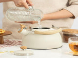2.5 L Whistling Tea Kettles with Wood Grain adjustment Nylon Handle, Capsule Base Tea Kettle, White V1192-AZ-W-11025