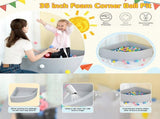 Corner Ball Pit Playpen Enclosure Safe Grey Play Area for Babies and Toddlers, Indoor or Outdoor V63-921201