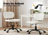 Artiss Armless Office Chair with Wheels, Ergonomic PU Leather Office Desk Chair, Height Adjustable OCHAIR-M-1142-PU-WH