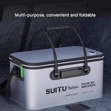 Grey Foldable Car Wash Storage Box - Large Capacity Waterproof EVA Organizer, Heavy Duty Handles, V888-ELOSUNG56471