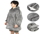 Hooded Blanket Fleece Flannel Hoodie Warm Clothes with Pocket Oversized Free SizeGray V1294-YM0901-3117200157813