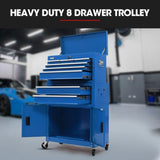 Bullet Pro 8 Drawer Tool Box Chest Cabinet Storage, with 2-Door Toolbox Garage Organiser Set, Blue V219-TOLCABBU82BA