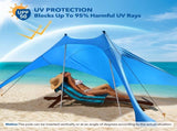 210*200*150CM 2 Poles Beach Tent Shade Canopy with UPF50 Protection Sun Shelter Portable Camping V1107-132-91929-GRN2