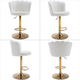 SERENIT Swivel Bar Stools Bar Height Set of 2 Adjustable Upholstered Counter Barstool Velvet Bar V255-SP2311-WHITE