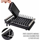 Expandable Kitchen Dish Sink Drainer With Pouring Spout, Cutlery Holder, Plastic Foldable V1188-MS-227-2029