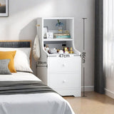 2x bedside table set with shelves and drawers modern white design V360-ZC-FNBT0037-WT-86-47X2