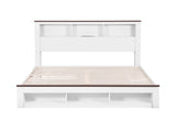Artiss Queen Bed Frame with Storage Bookcase Headboard and Footboard White Wooden Platform Bed with WBED-F-LYMES-Q-WH-ABC