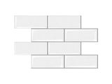 Artiss 3D Peel and Stick Wall Tiles Self Adhesive Subway Backsplash 10 Sheets, White PST-200-WH