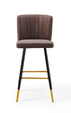 Modern Bar Chair Leather Stool Counter Brown Mid-Century Wood x 2 V541-LKS-014-BROWNPU
