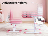 Keezi Kids Study Desk Chair Set Adjustable Ergonomic Table LED Lamp Pink KTC-A-STU-FA-PK