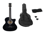 Karrera 38in Cutaway Acoustic Guitar with Carry Bag - Black CC38-BK