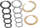 Healifty 15 Pairs Titanium Steel Hoop Earrings for Men Multi Multi Color Gold Silver Black V1188-ZC-DLL-82