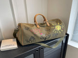 Large Capacity Canvas Travel Duffel Bag with Doodle Print - Weekend & Gym Tote V888-ELOSUNG37029