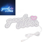 Neon Sign Good Vibes LED Light Acrylic USB Powered Wall Hang Neon Wall Decor for Bar Party Wedding V1294-YM0706-3119230136711