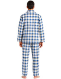 Mens Flannelette Pyjama Set Sleepwear Soft 100% Cotton PJs Two Piece - Light Blue Check - M V563-JSPJ4-42-M