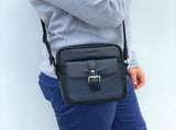 Pierre Cardin Pebbled Leather Organizer Bag Cross Body - Black/Navy V563-PC3301-BLACK